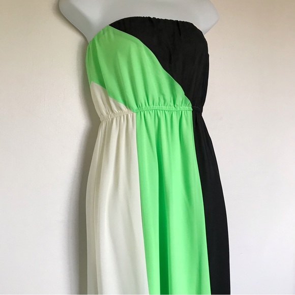 Ya Los Angeles YaLA Silk Blend Color Block Strapless Maxi Dress Size Medium NEW - Picture 2 of 10